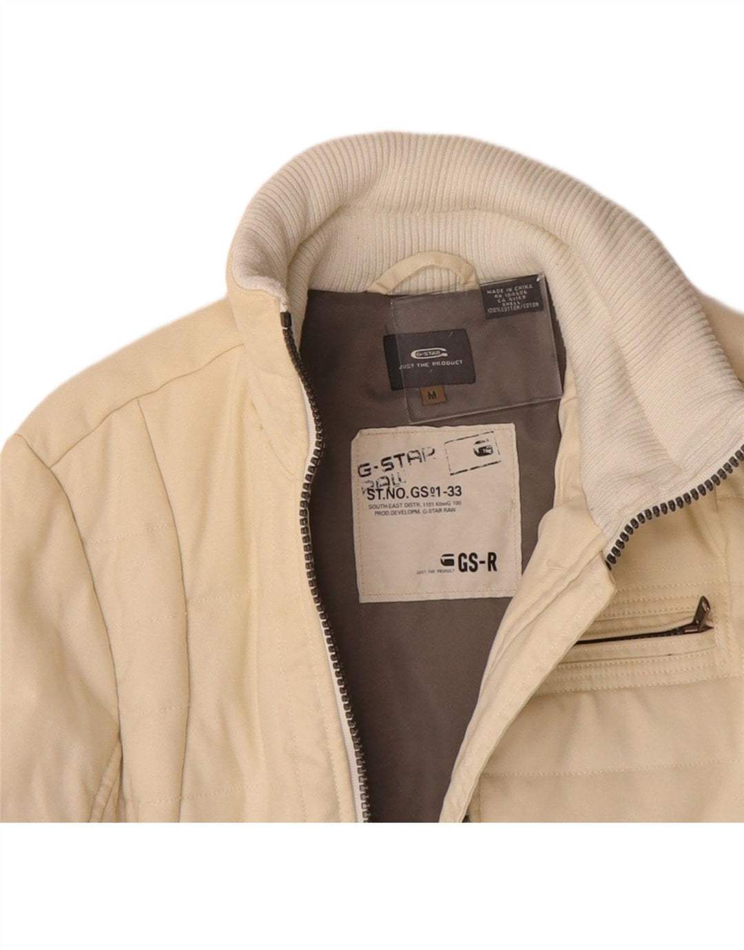 G-STAR Womens Padded Coat UK 14 Medium Off White Cotton Vintage G-Star and Second-Hand G-Star from Messina Hembry 