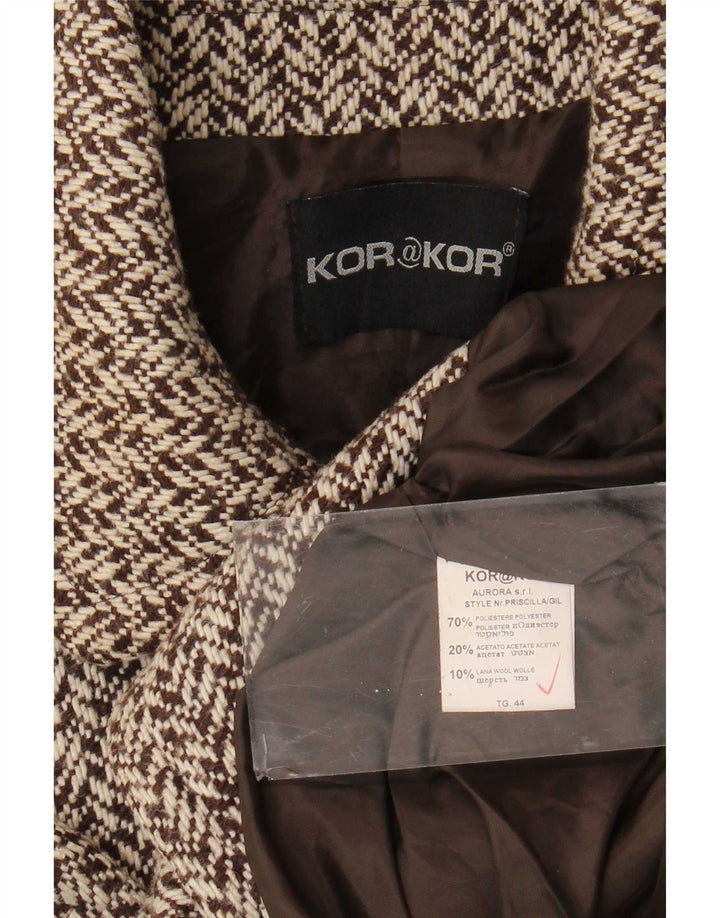 Kor@Kor Женское бушлат IT 44 Средне-коричневый Полиэстер с узором «в елочку»