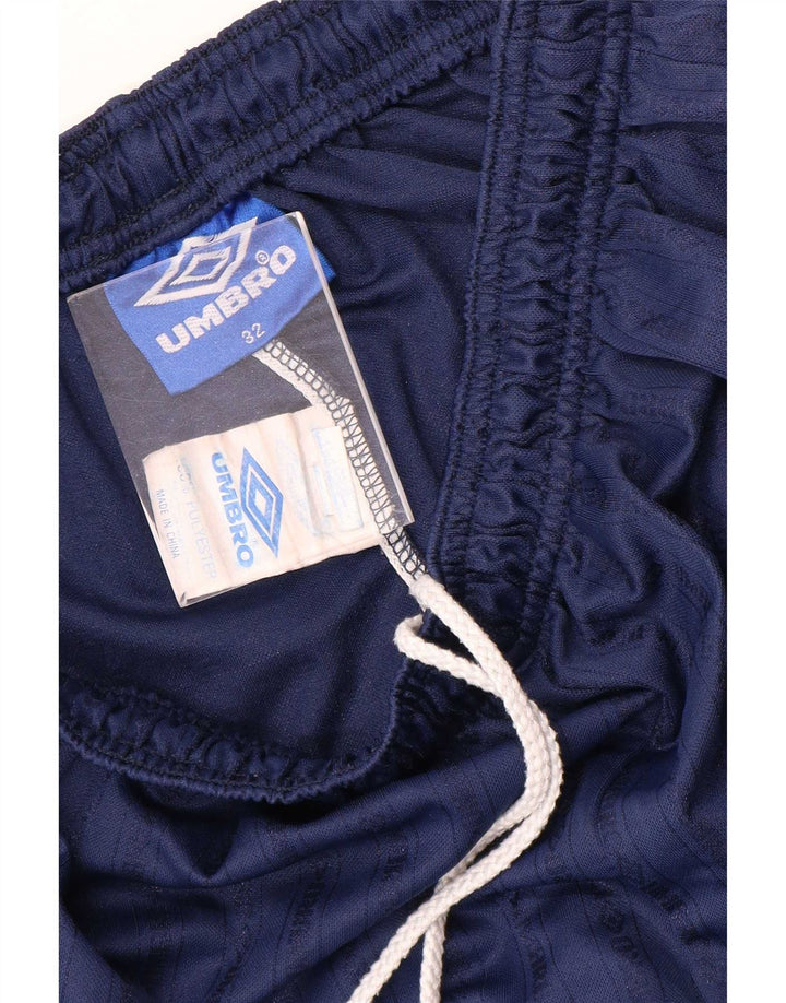 Мужские спортивные шорты Umbro, средние темно-синие полосатые полиэстеровые шорты