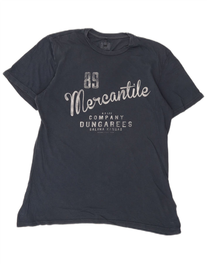 Lee Мужская футболка с рисунком Топ среднего размера, темно-синий, хлопок