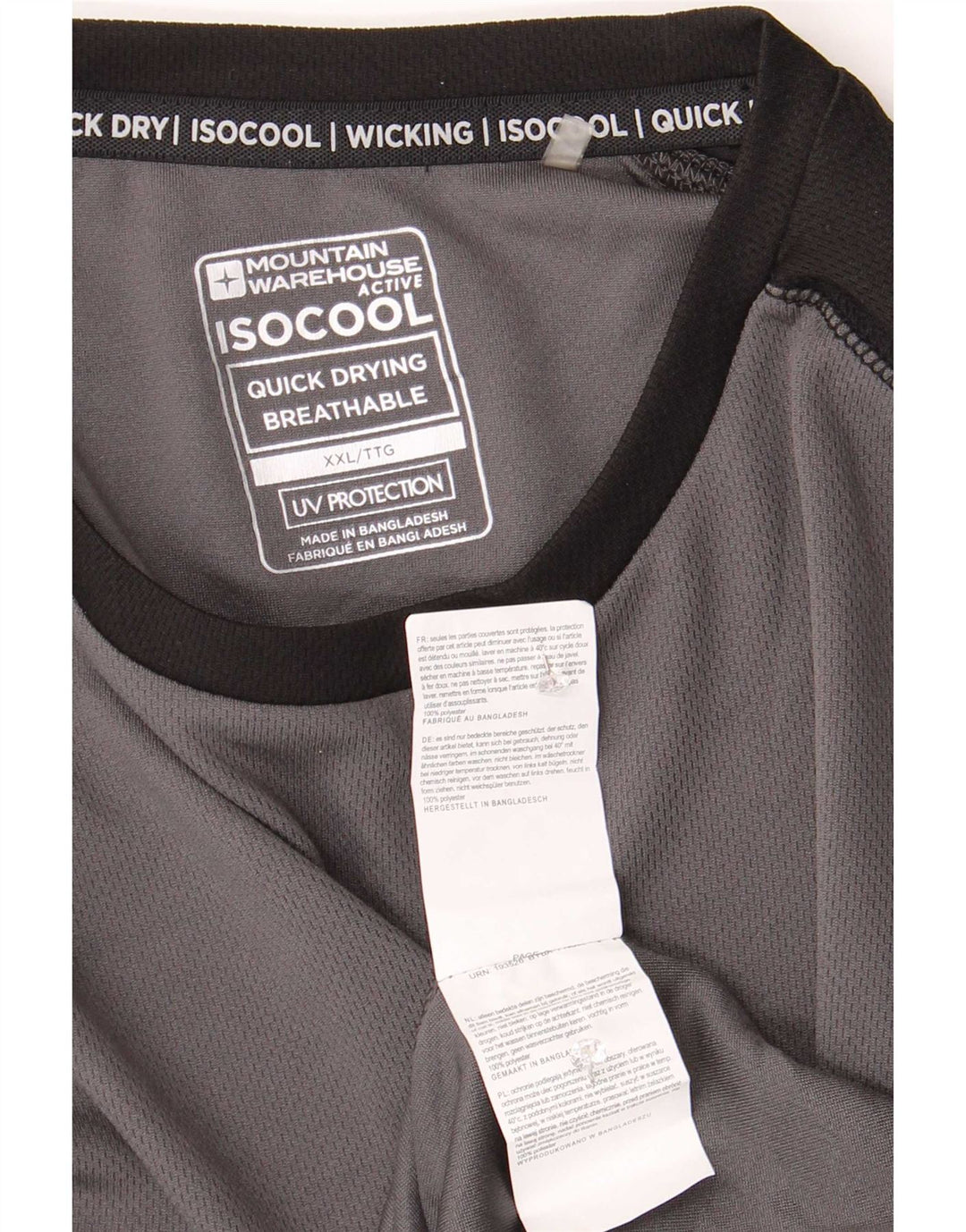 Мужской топ Mountain Warehouse IsoCool с длинным рукавом, серый с цветными блоками, 2XL