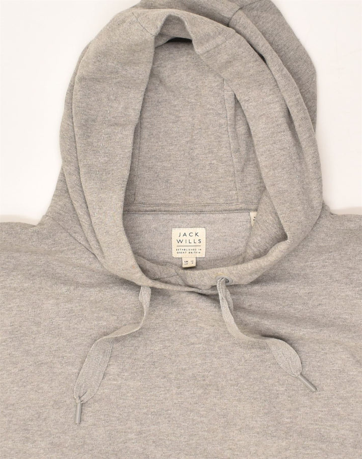 JACK WILLS Womens Oversized Short Sleeve Hoodie Jumper UK 12 Medium Grey | Vintage Jack Wills | Thrift | Second-Hand Jack Wills | Used Clothing | Messina Hembry 