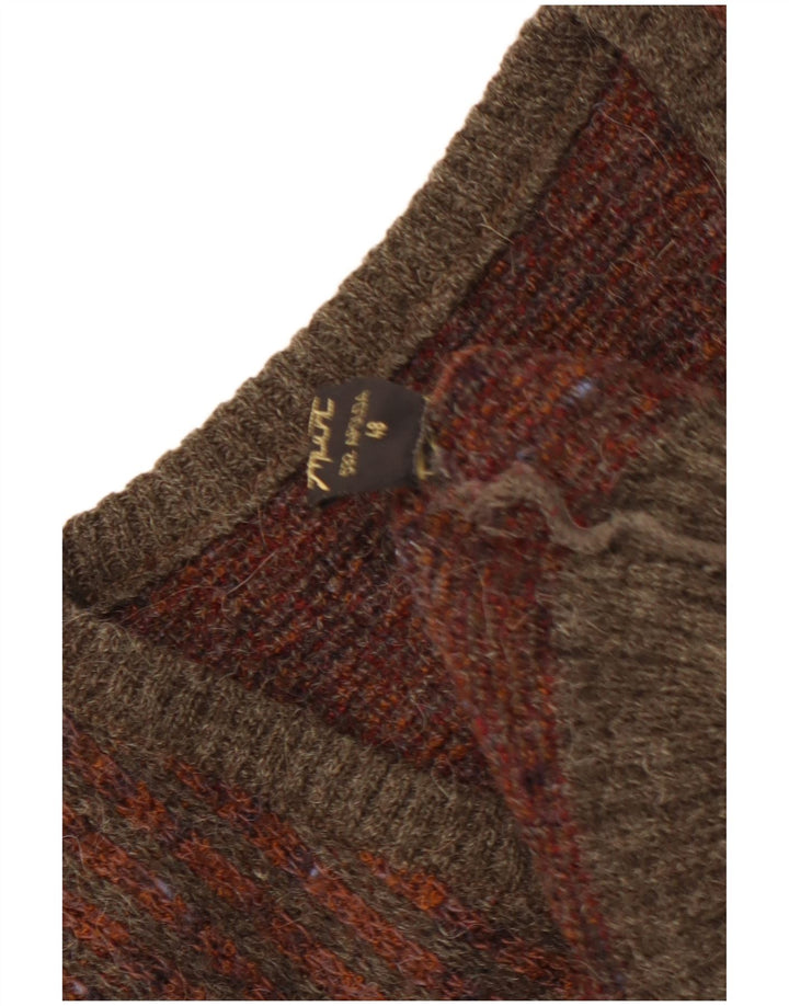 VINTAGE Мужской джемпер с v-образным вырезом IT 48 Medium Brown Argyle/Diamond