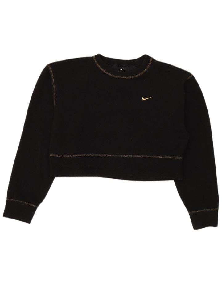 Женский укороченный флисовый джемпер Nike UK 10, маленький черный полиэстер