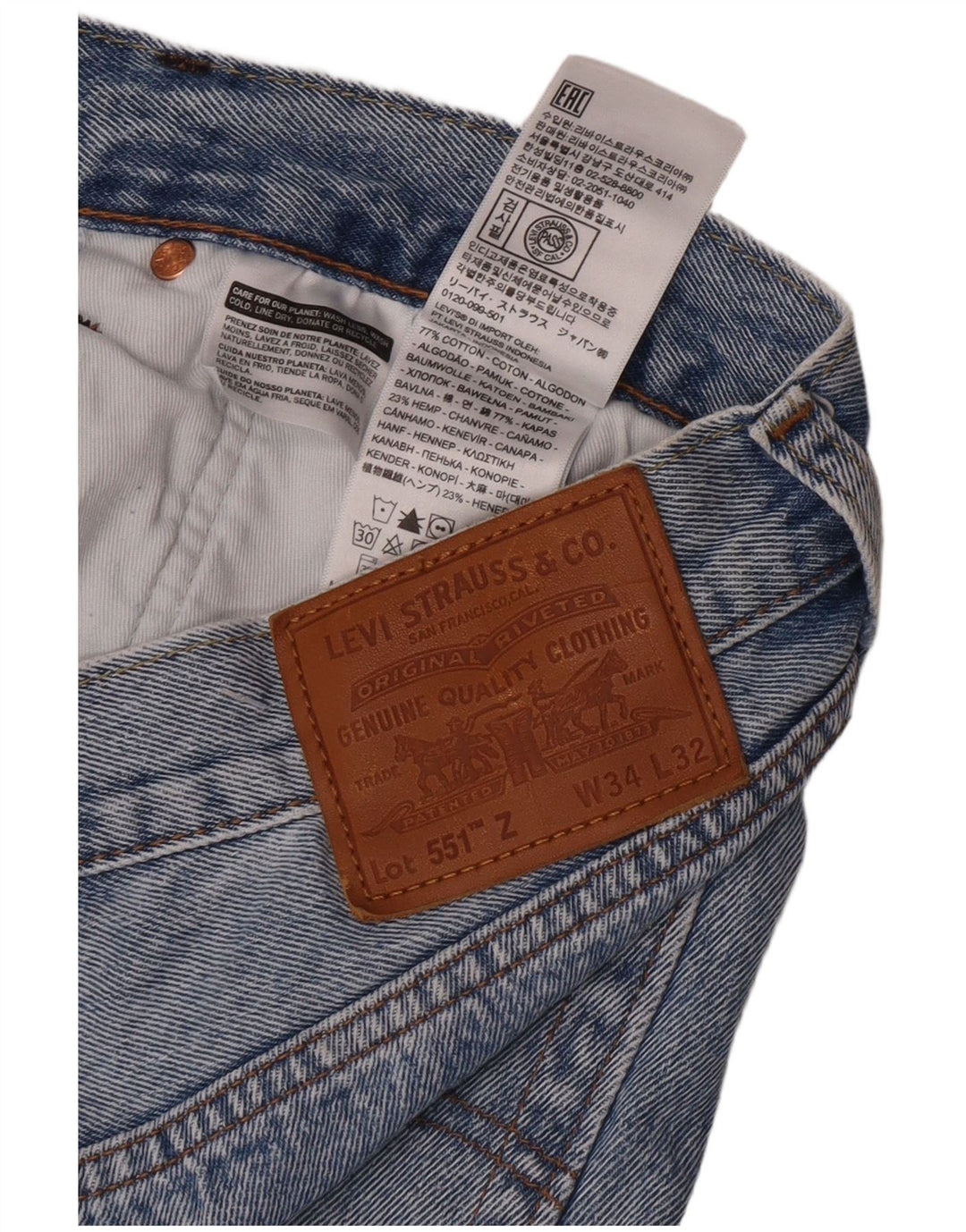 Мужские прямые джинсы Levi's W34 L32 синие, хлопок
