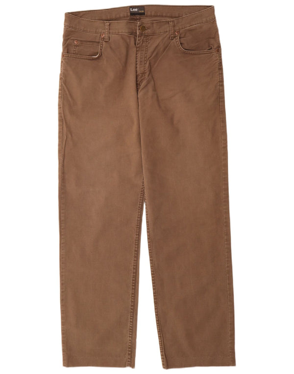 Мужские прямые повседневные брюки Lee Brooklyn W36 L32, коричневые, хлопковые