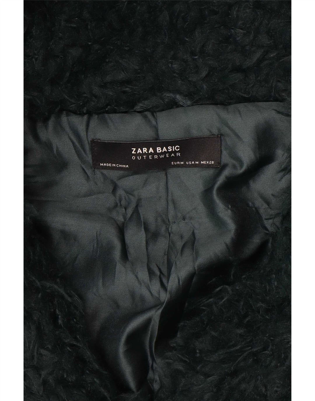 Женское пальто с капюшоном Zara Teddy UK 14, средний зеленый