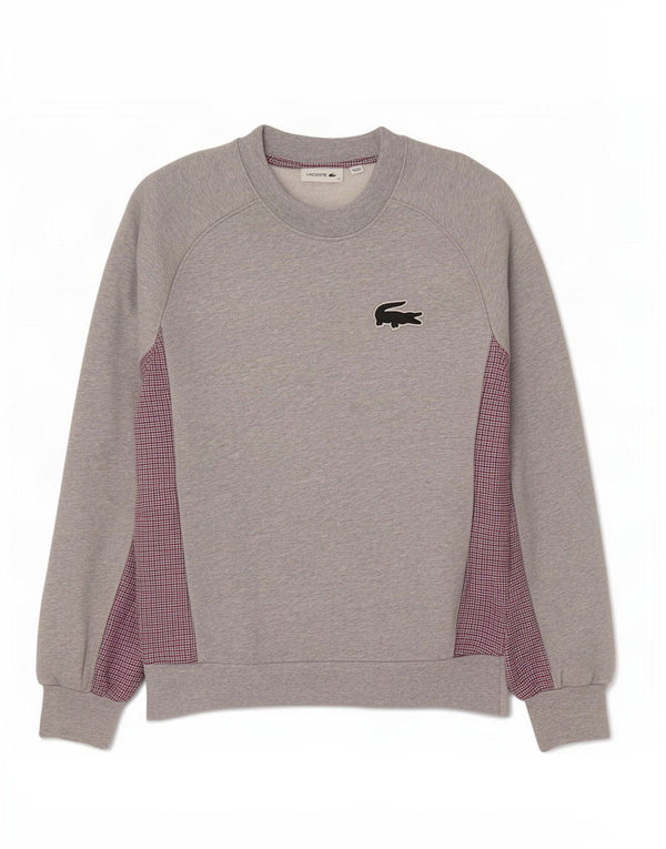 Женский свитер оверсайз Lacoste, размер 34, маленький, серый с узором «гусиные лапки»