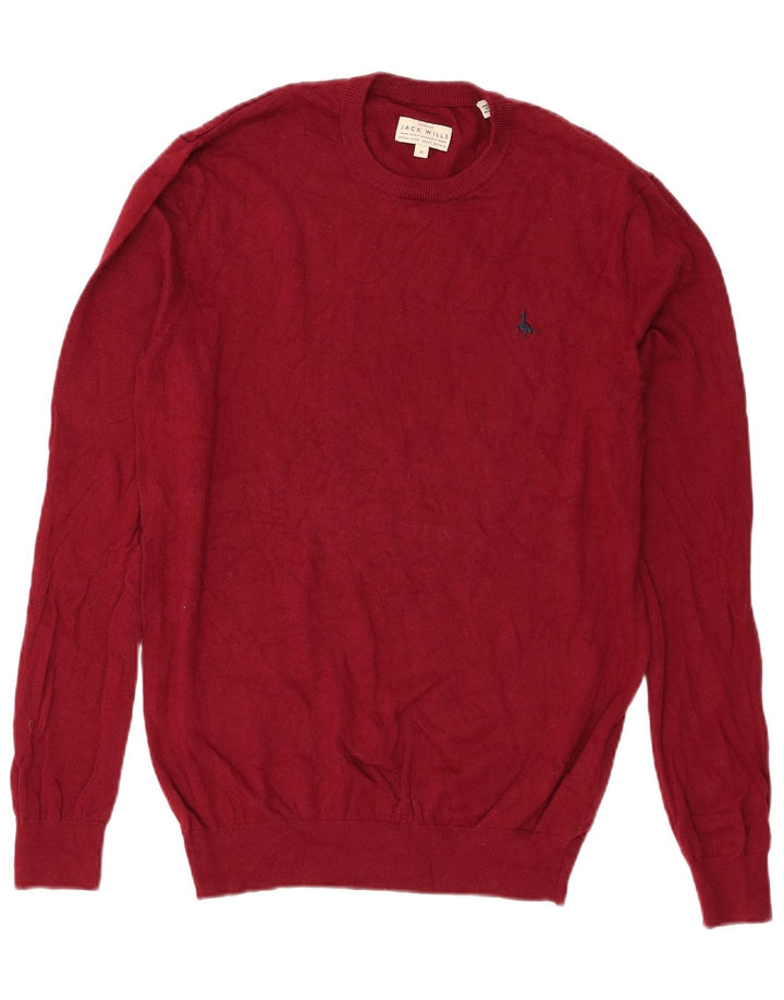 Мужской джемпер с круглым вырезом Jack Wills стандартного кроя, хлопковый свитер среднего красного цвета
