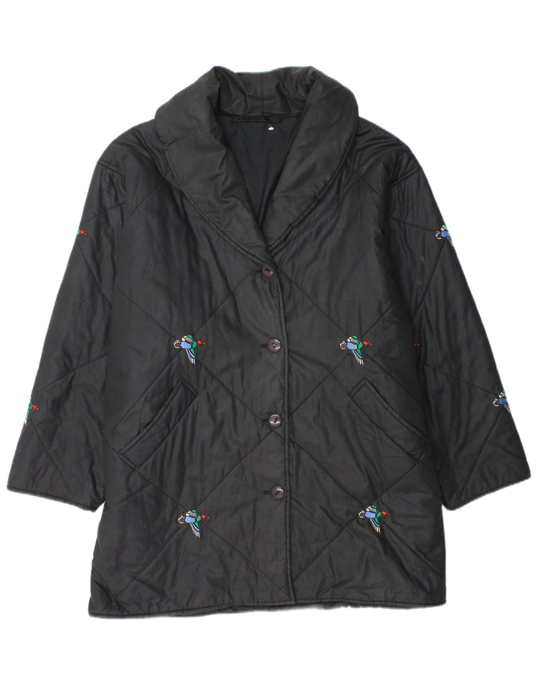 ВИНТАЖНАЯ женская ветровка свободного кроя, Великобритания 20, 2XL, черная с животным принтом