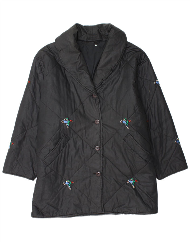 ВИНТАЖНАЯ женская ветровка свободного кроя, Великобритания 20, 2XL, черная с животным принтом