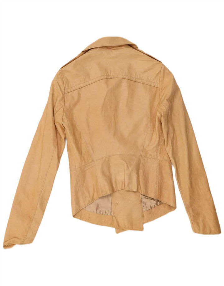 Винтажная женская кожаная куртка IT 42 Medium Beige Leather