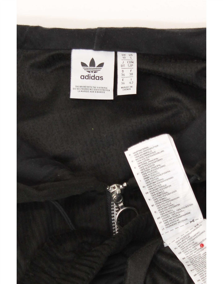 Женский укороченный свитер с капюшоном на молнии Adidas UK 10, маленький черный, полиэстер