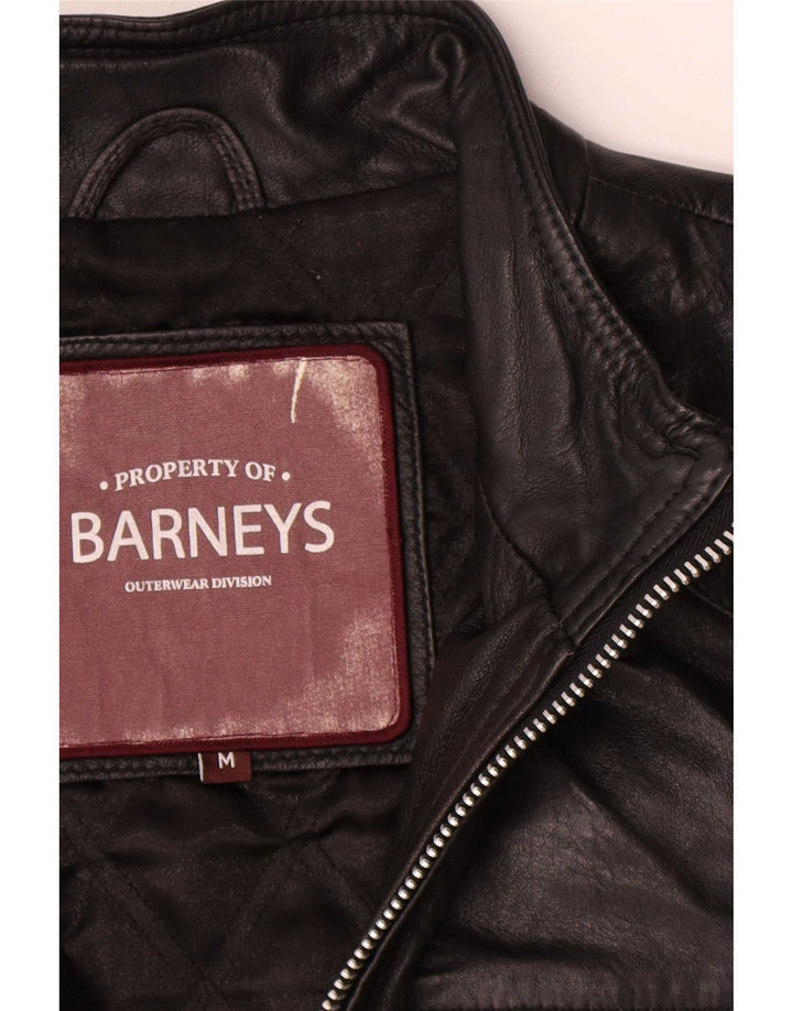Куртка мужская кожаная BARNEYS UK 38 средняя черная
