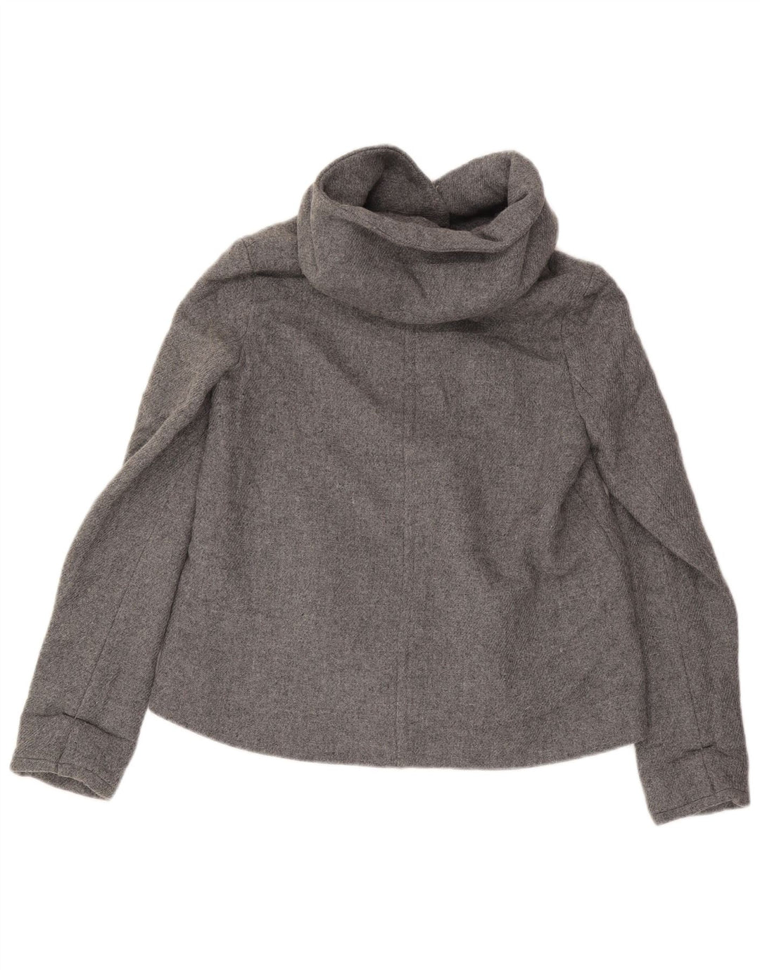 Женская куртка-бомбер с капюшоном Zara UK 10, маленькая, серая, шерстяная