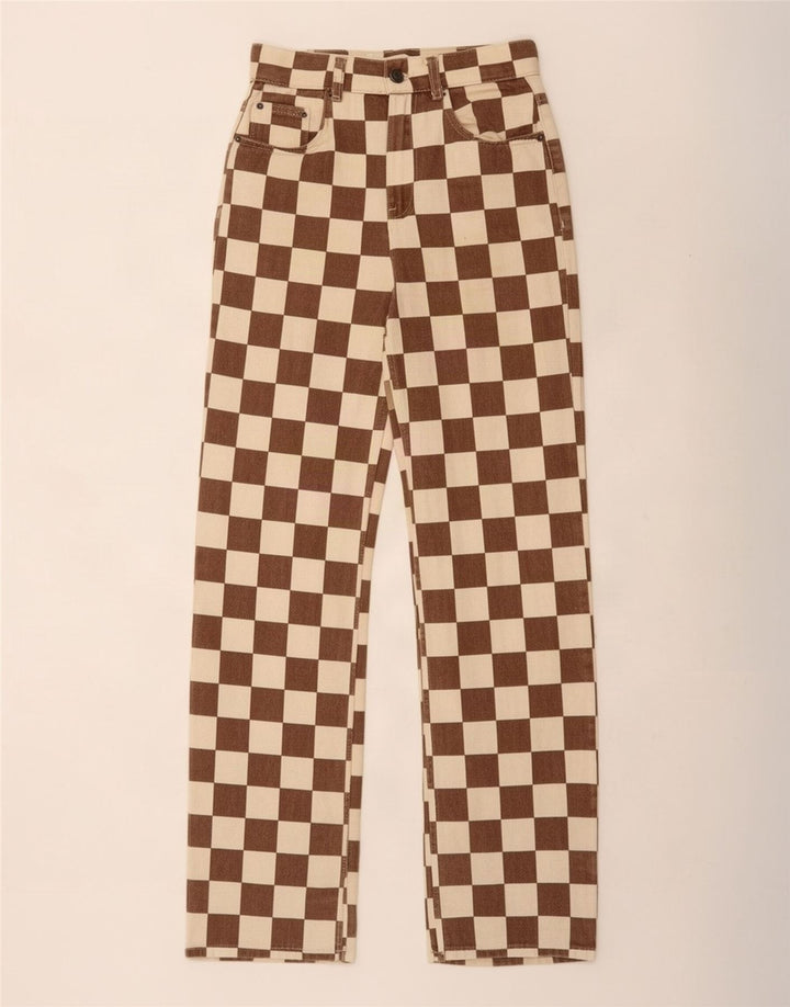 Женские прямые джинсы Pull & Bear EU 34 XS W24 L31 Коричневые с геометрическим рисунком
