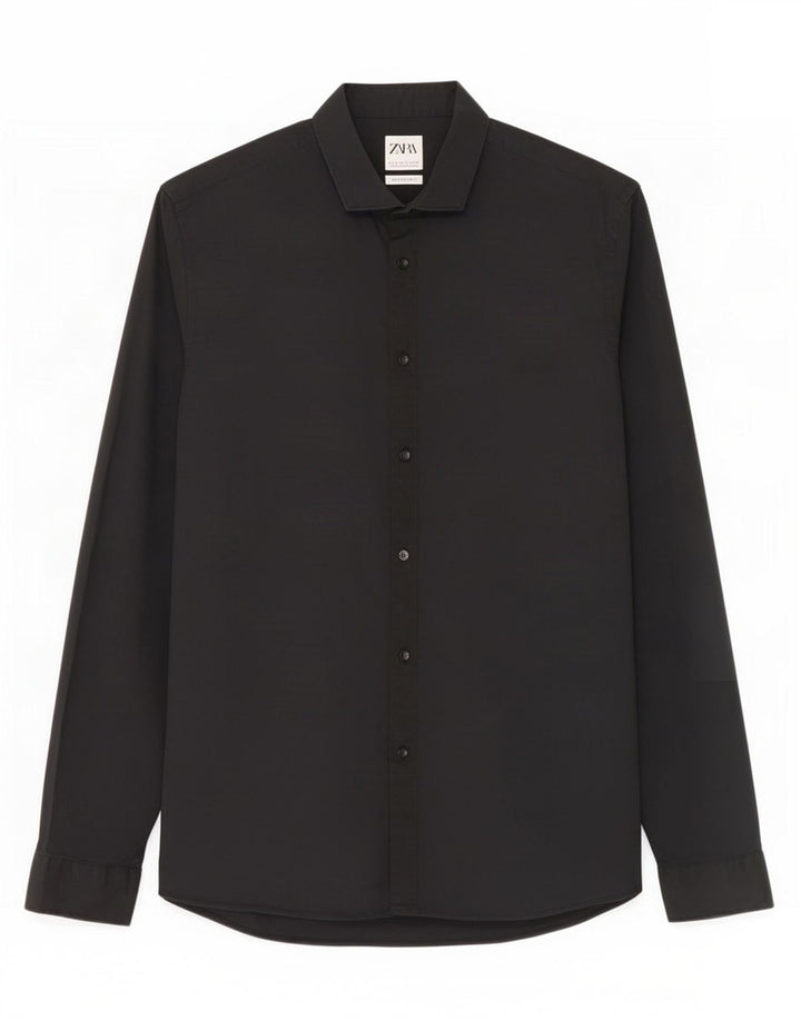 Мужская рубашка Super Slim Fit Zara, большой черный хлопок