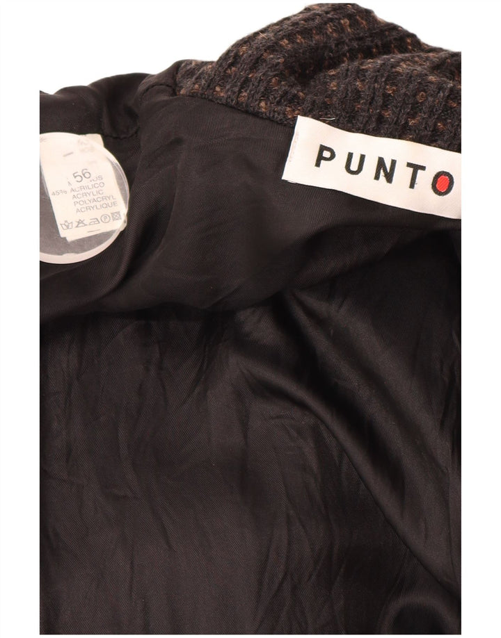 VINTAGE Мужской двубортный кардиган-свитер IT 56 2XL Коричневый с геометрическим рисунком