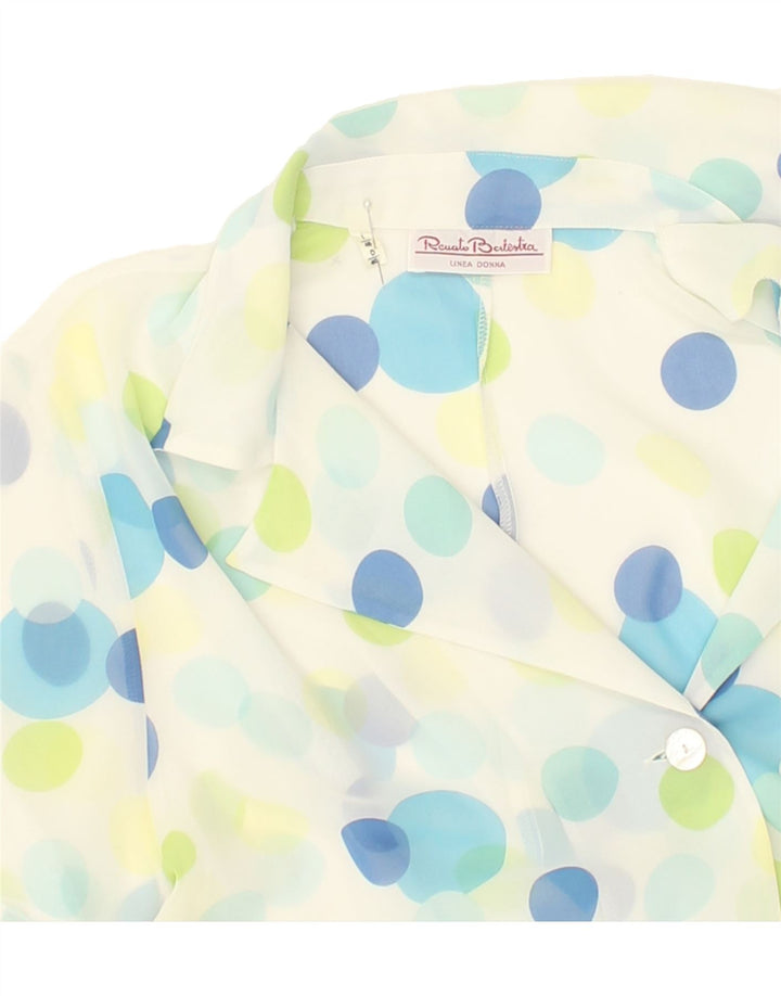 RENATO BALESTRA Womens Short Sleeve Shirt IT 46 Large White Spotted | Vintage Renato Balestra | Thrift | Second-Hand Renato Balestra | Used Clothing | Messina Hembry 