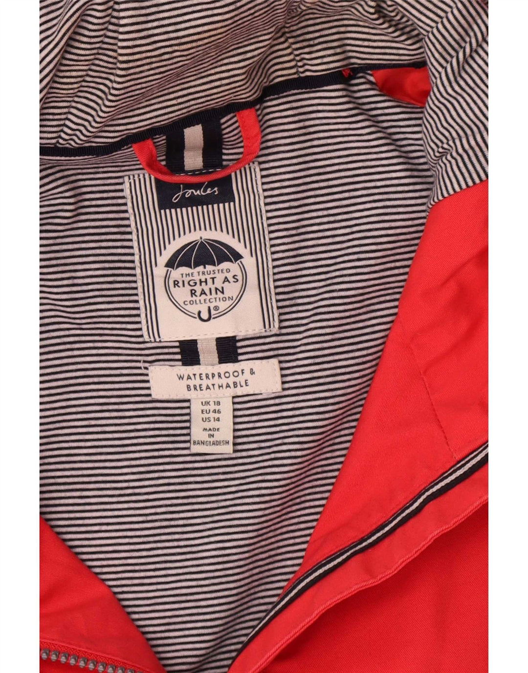 Женская оверсайз-дождевик Joules с капюшоном UK 18 XL, красный хлопок