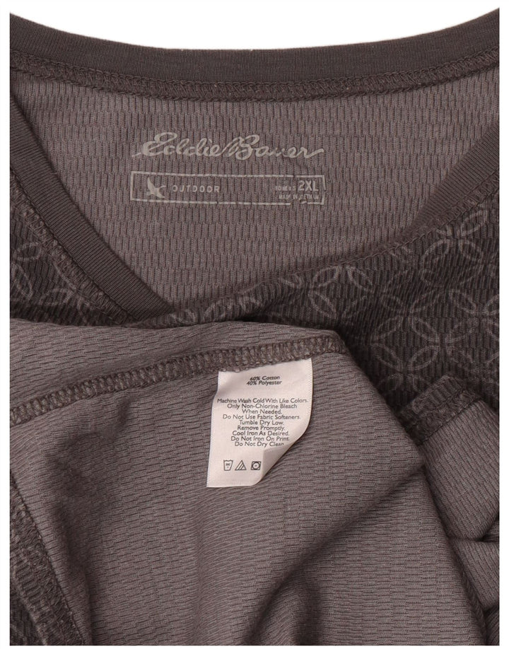 Женский топ Eddie Bauer с длинным рукавом UK 20 2XL, серый хлопок с геометрическим рисунком