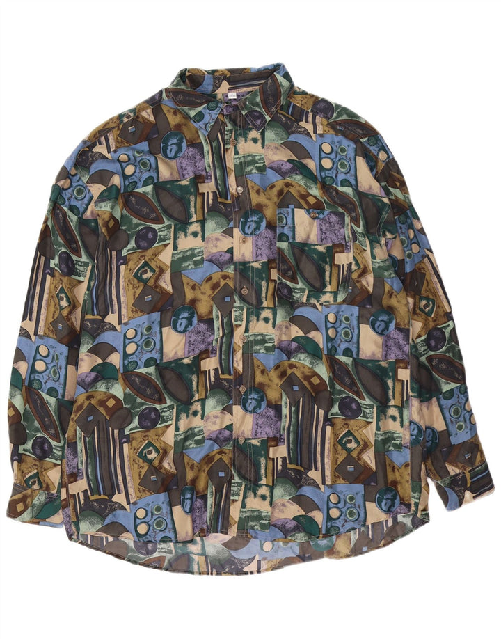 Новая мужская рубашка Fast с абстрактным узором, размер 41/42, большая разноцветная шелковая рубашка