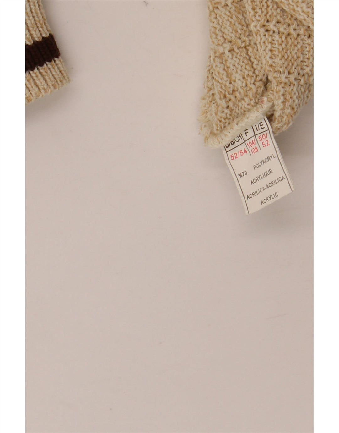 VINTAGE Мужской джемпер с круглым вырезом с рисунком IT 52 XL Бежевый полиакрил