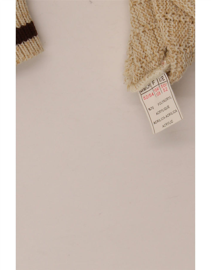 VINTAGE Мужской джемпер с круглым вырезом с рисунком IT 52 XL Бежевый полиакрил