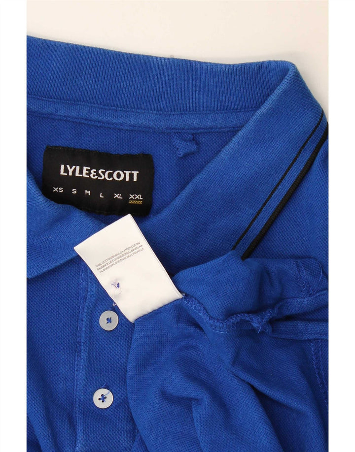 Мужская рубашка-поло Lyle & Scott 2XL, хлопок в синюю полоску