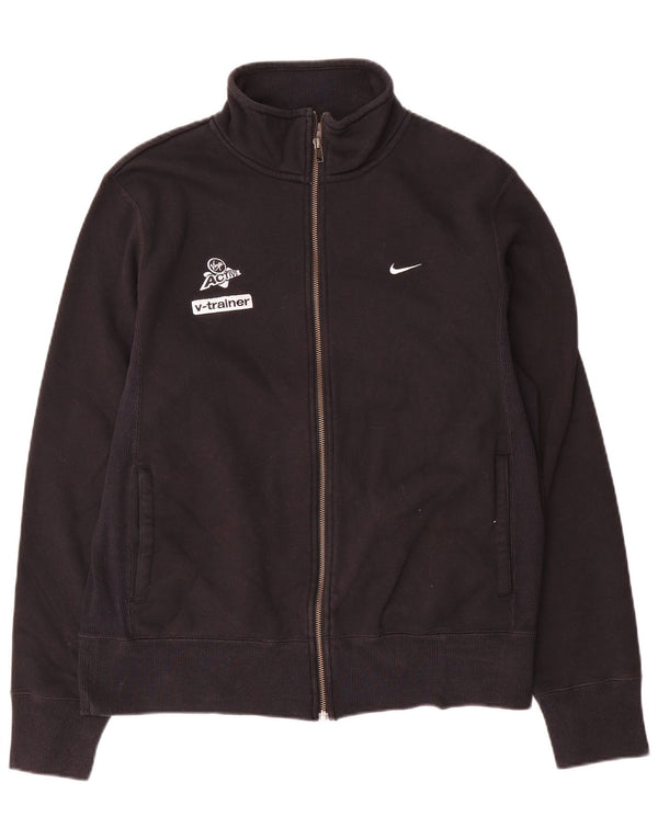 Nike Mens Graphic Tracksuit Top Jacket UK 38/40 Medium Black Cotton