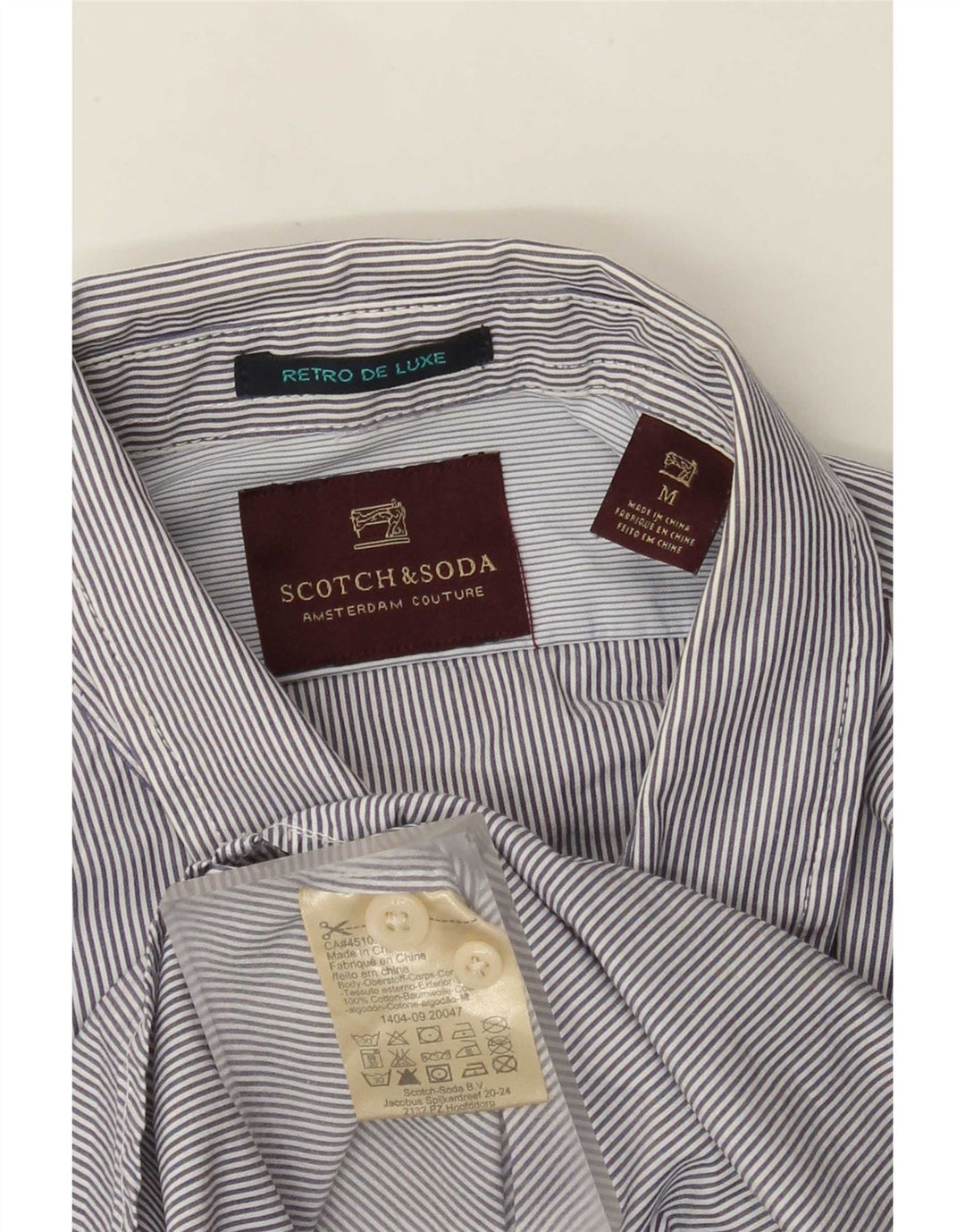 Мужская рубашка Scotch & Soda среднего размера, темно-синяя, хлопковая в тонкую полоску