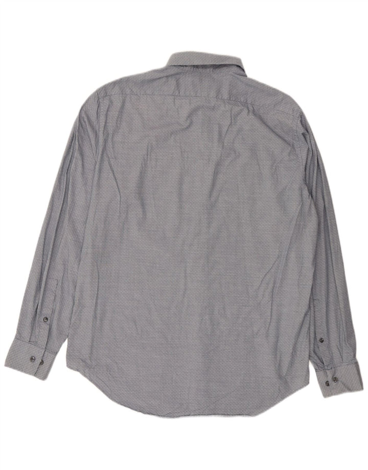 Мужская рубашка приталенного кроя Calvin Klein, большая темно-синяя с геометрическим рисунком