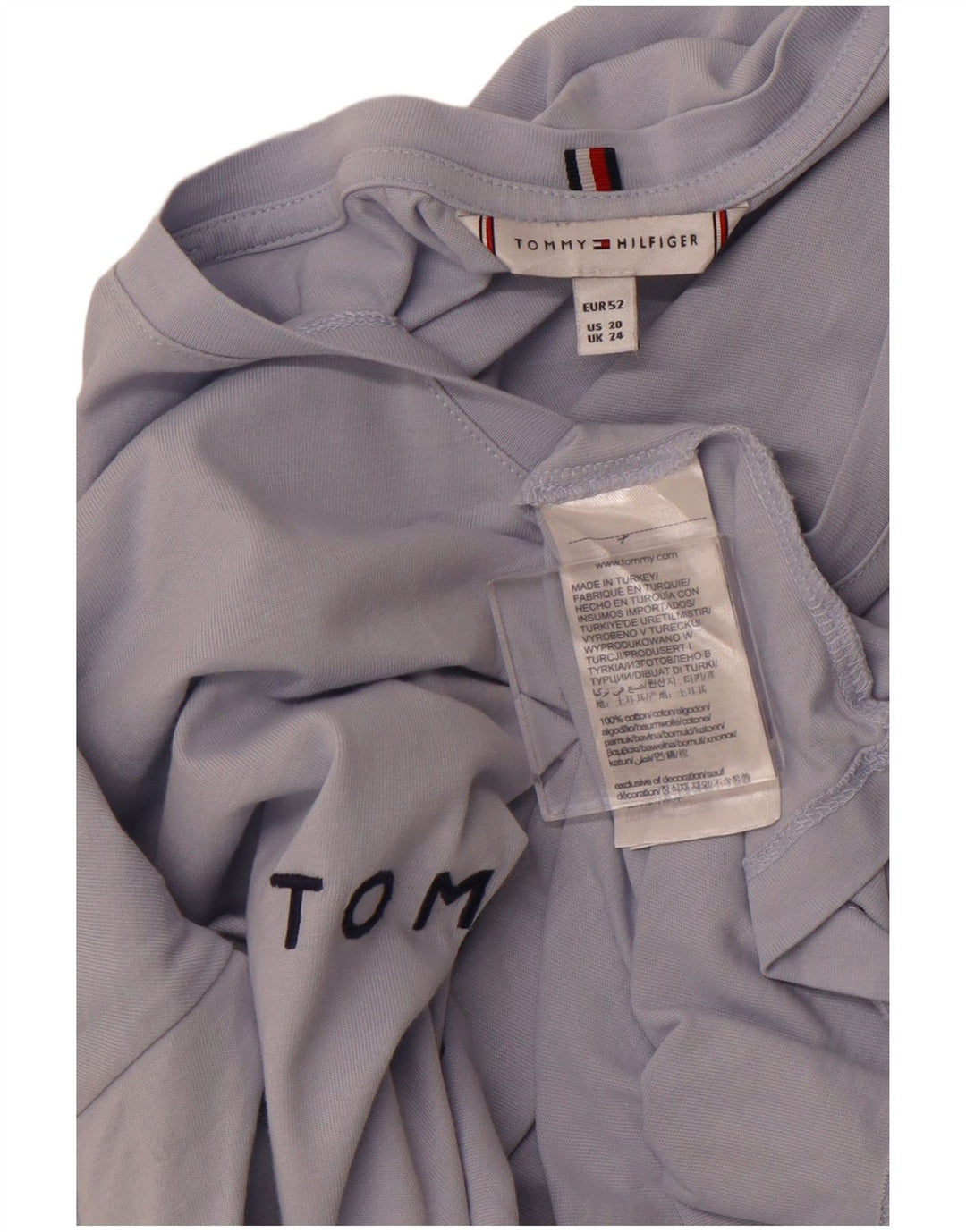 TOMMY HILFIGER Женская футболка с рисунком Top UK 24 4XL Синий Хлопок