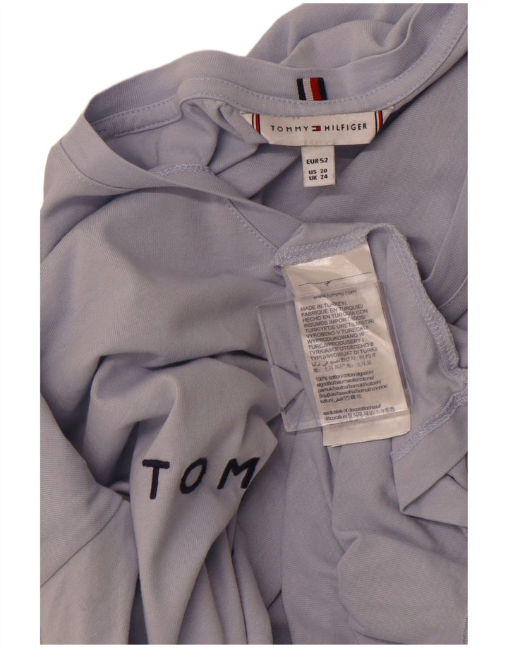 TOMMY HILFIGER Женская футболка с рисунком Top UK 24 4XL Синий Хлопок