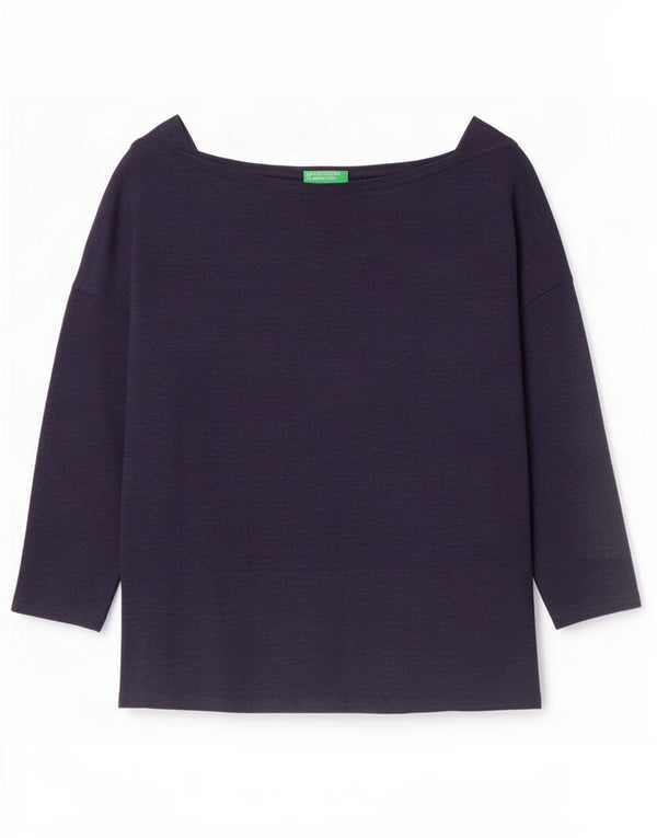 Женский топ Benetton с рукавом 3/4, UK 18 XL, темно-синий, льняной