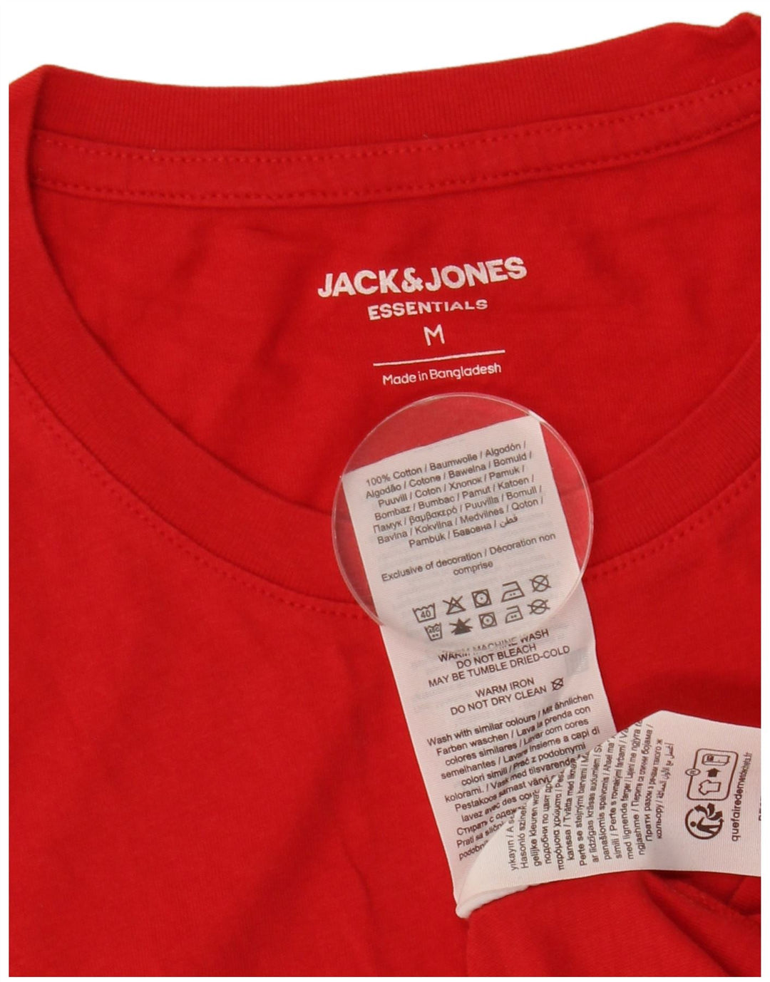 Мужская футболка с рисунком Jack & Jones, хлопковый топ среднего красного цвета