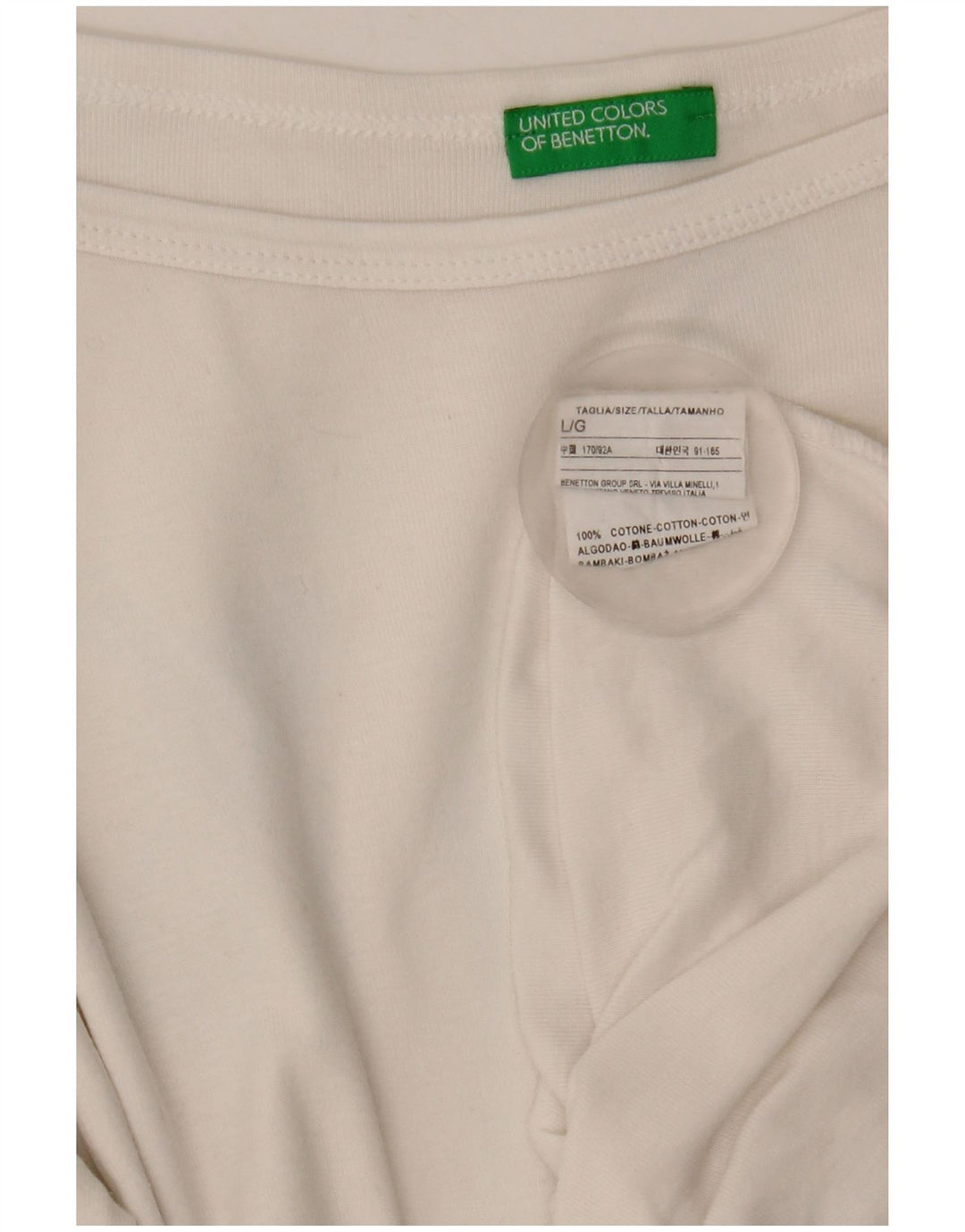 Женский топ Benetton с рукавом 3/4, UK 14, большой белый хлопок