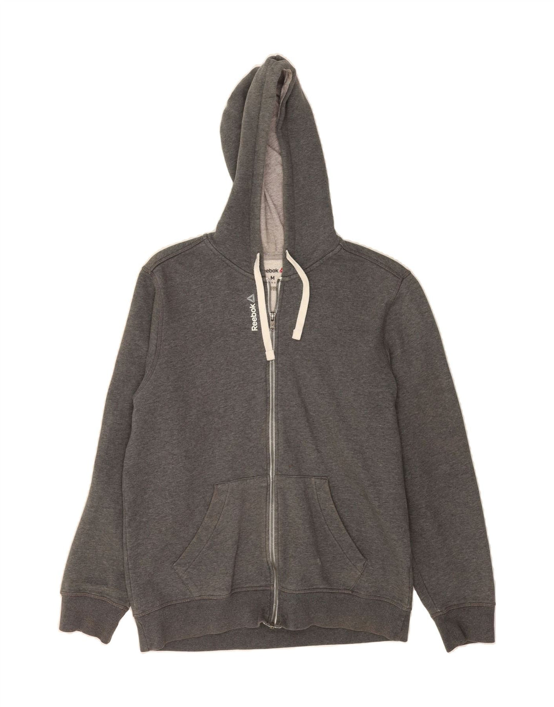 REEBOK Mens Zip Hoodie Sweater Medium Grey Cotton Vintage Reebok and Second-Hand Reebok from Messina Hembry 