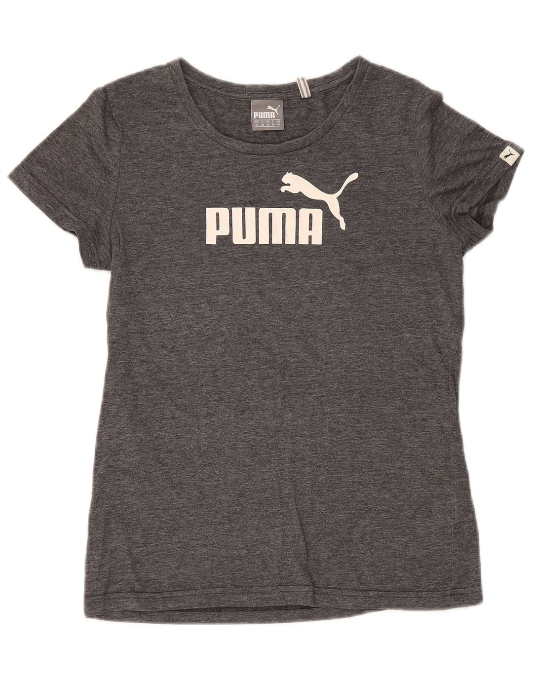 Женская футболка с рисунком Puma Top UK 10, маленький серый полиэстер с крапинками
