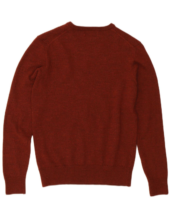 Женский укороченный джемпер с v-образным вырезом ZARA UK 12, шерсть среднего коричневого цвета