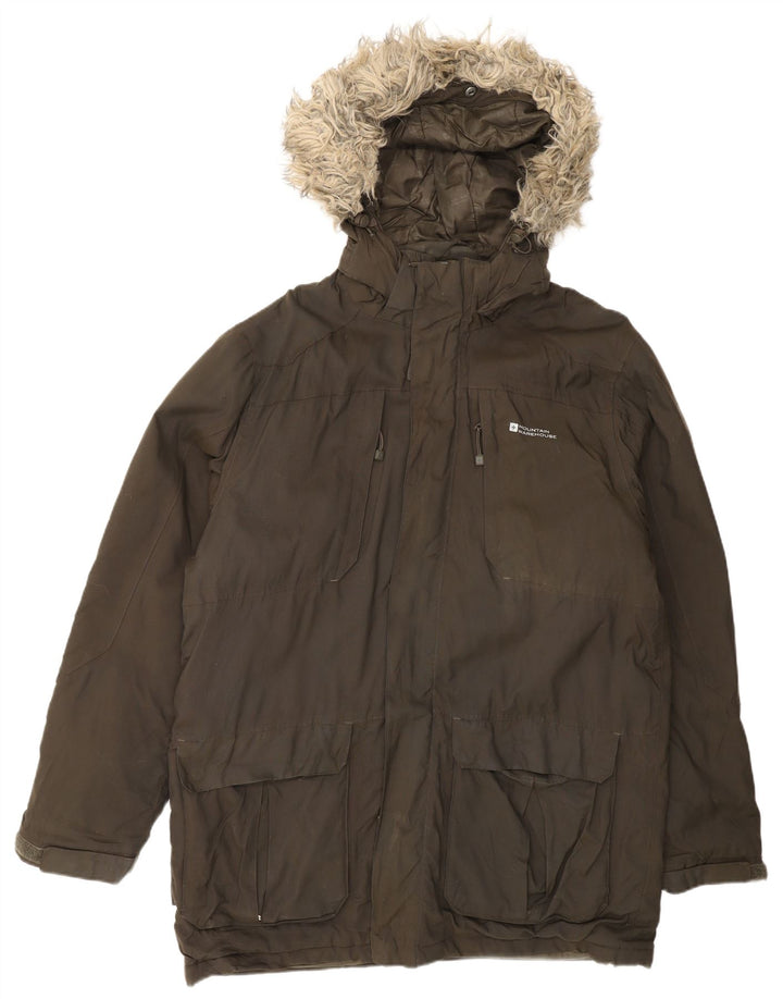 Мужская парка Mountain Warehouse с капюшоном, Великобритания 38, средний коричневый нейлон