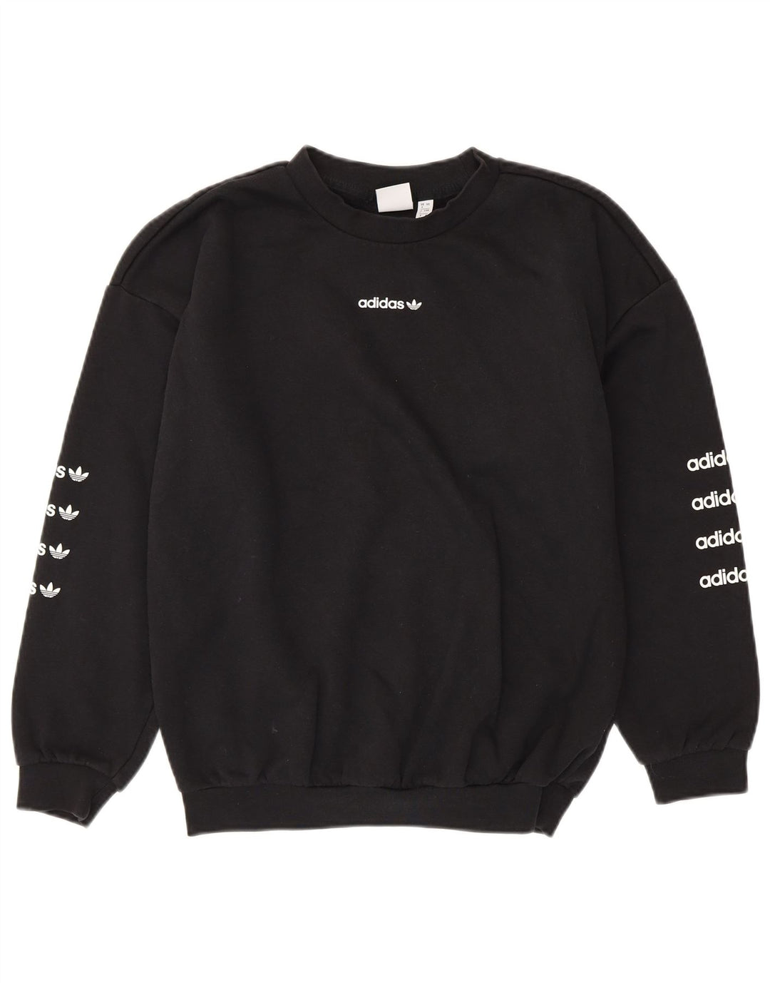 Женский свитер оверсайз с рисунком ADIDAS, размер UK 8, маленький, черный, хлопок