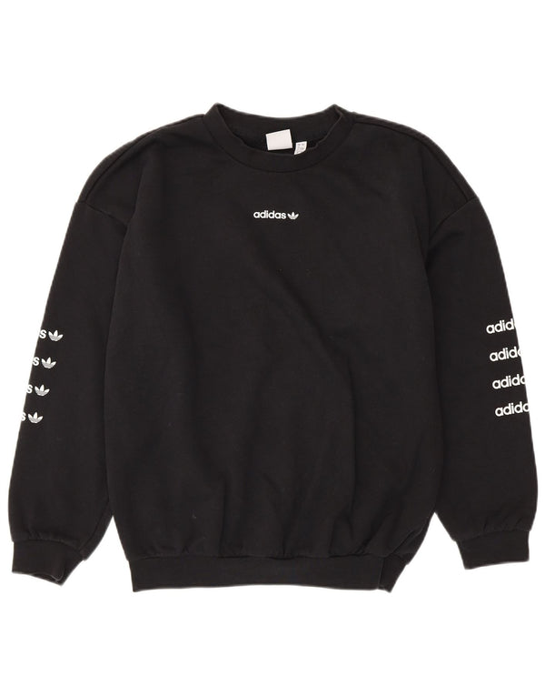 Женский свитер оверсайз с рисунком ADIDAS, размер UK 8, маленький, черный, хлопок