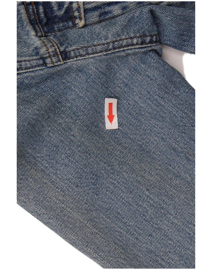 Укороченная женская джинсовая куртка VINTAGE UK 14, средний синий цвет