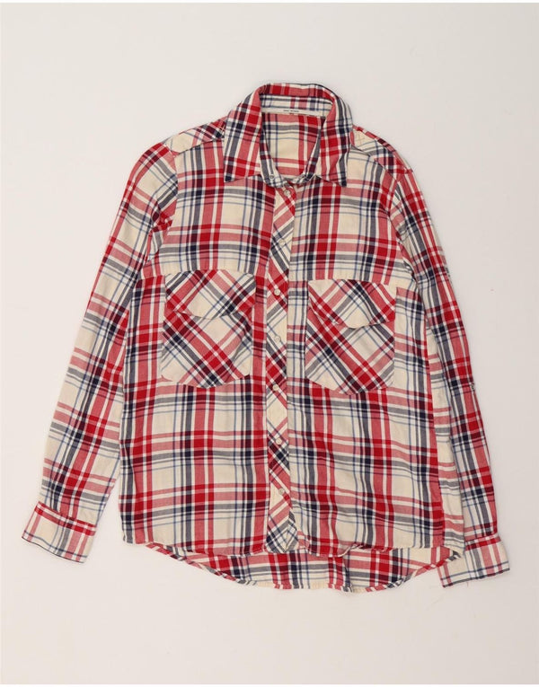 Zara Womens Flannel Shirt UK 14 Medium Red Check Cotton