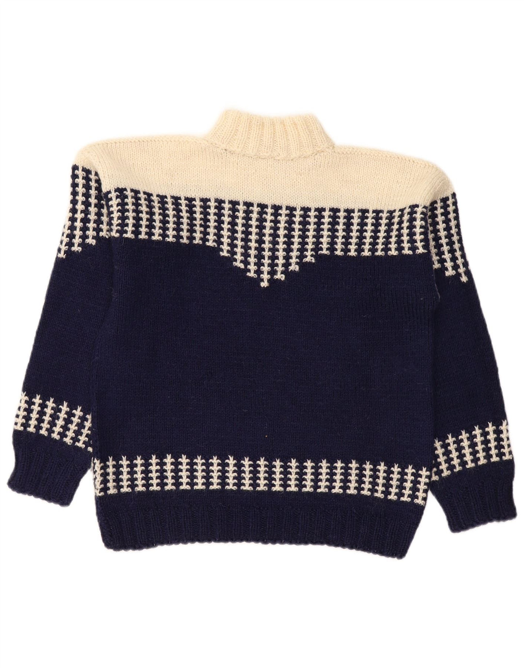 ВИНТАЖНЫЙ женский джемпер с высоким воротником, Великобритания 14, средний темно-синий