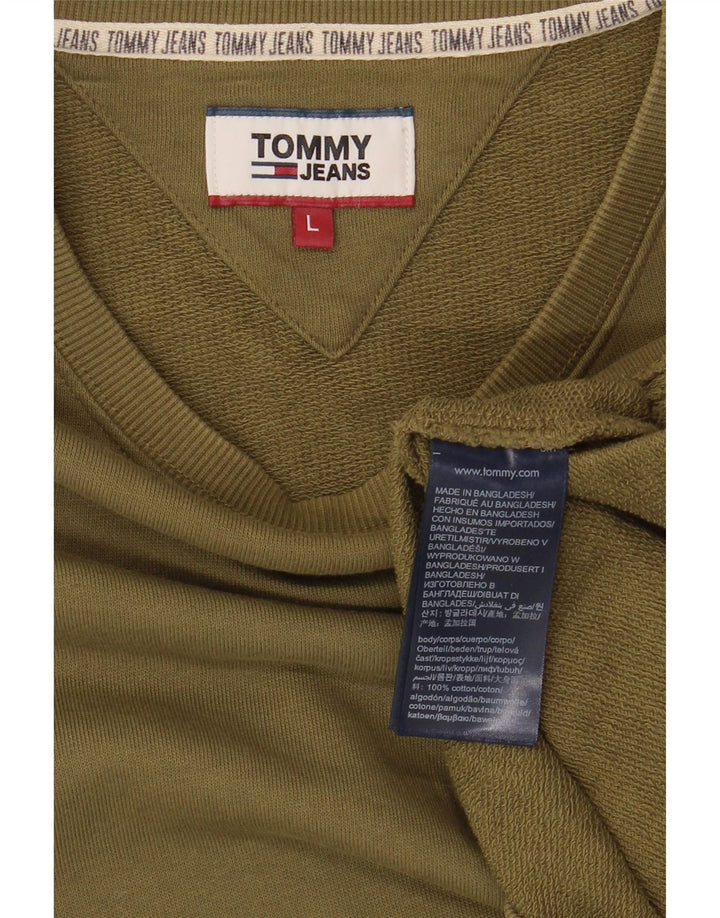 Мужской свитшот Tommy Hilfiger, большой хлопковый джемпер цвета хаки