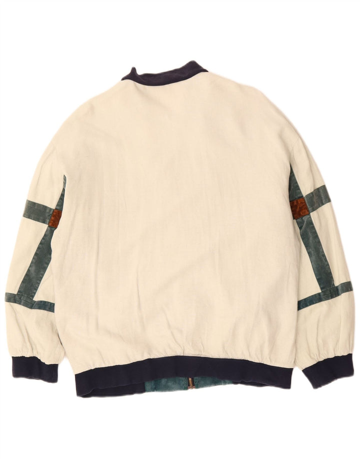 ВИНТАЖНАЯ Мужская куртка-бомбер свободного кроя, Великобритания, 36, маленькая, с белыми цветными блоками