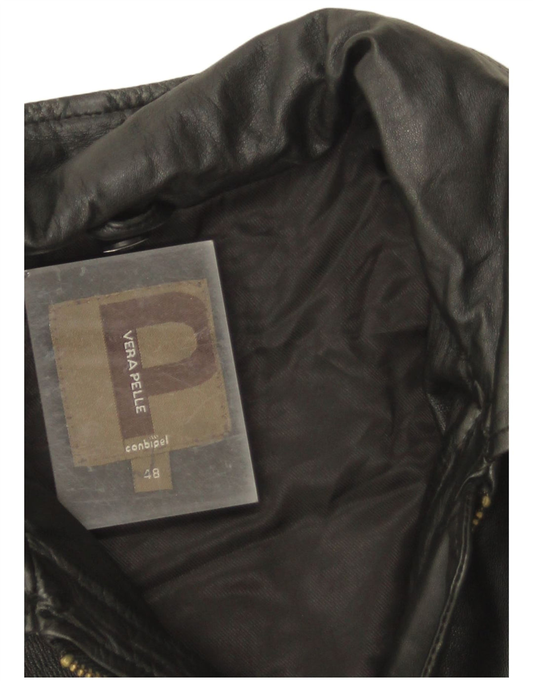 Conbipel Мужская кожаная куртка в стиле милитари IT 48 Medium Black Leather