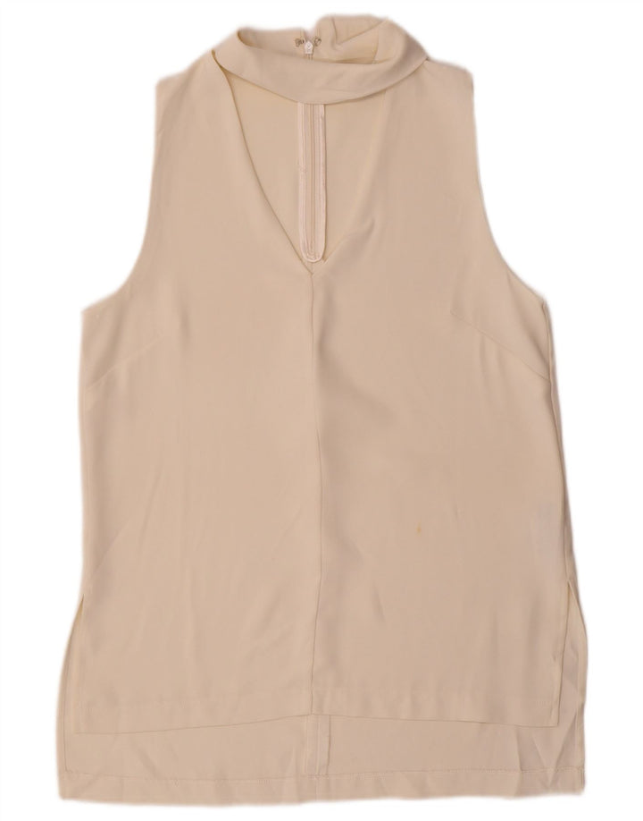 Topshop Женская блузка без рукавов Top UK 10 Small Off White Polyester